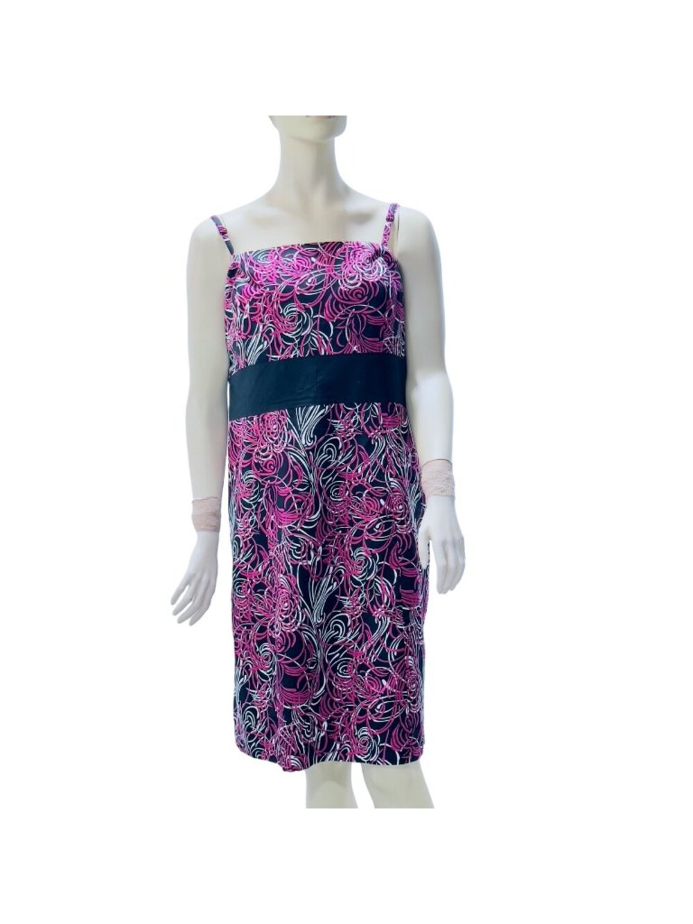 Ann Taylor LOFT Women Floral Print Strapless Dress Lined Pink Black Plus Size 18